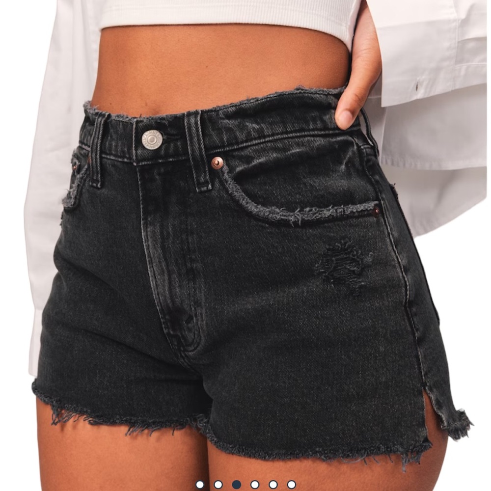 Abercrombie & Fitch Curve Love High Rise Mom black Denim shorts